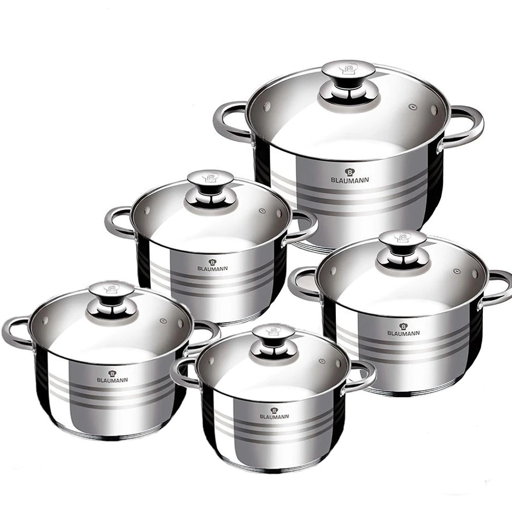 Set Oale Din Inox 10 Piese BL-1424 BLAUMANN 4L 6L 7L 9L 11L Gaz, Electric, Halogen , Inductie