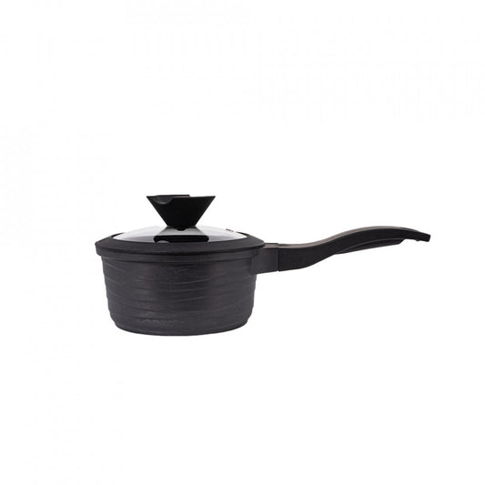 Oala din aluminiu cu interior marmorat cu coada si capac din sticla termorezistenta, 1.5L, 55872-16